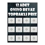 Ovivo Electric Ovivo Grano Beyaz Topraklı Priz 12'li Ekonomik Set - Çerçeve Dahil Full Paket Sıva Altı