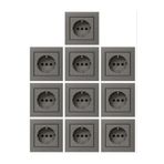 Ovivo Grano Antrasit Topraklı Priz 10'lu Paket