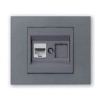 Ovivo Grano Füme Çerçeve + Füme Metalik Cat6 RJ45 Prizi