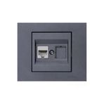 Ovivo - Grano Tekli Data Prizi Rj45+Boş Yuva Mekanizma+Çerçeve (Füme) 600-000312-229