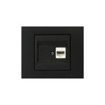 Ovivo - Grano Tekli Data Prizi Rj45+Boş Yuva Mekanizma+Çerçeve (Metalik Siyah) 600-000317-229