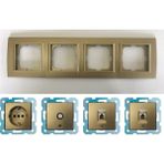 Ovivo Mina Titanyum Dörtlü - Tv - Nümeris (Telefon) - Data Cat 6 Internet- Topraklı Priz - Altın