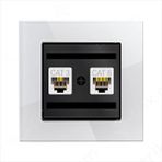 Ovivo Prime Elements Akrilik Cam Data+nümeris Telefon Prizi / Rj45 Cat6+rj11 Cat3 / Beyaz-siyah