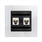 Ovivo Prime Elements Akrilik Cam İkili Nümeris Telefon Prizi / 2* Rj11-cat3 Kablosuz / Beyaz-siyah