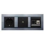 Ovivo Quantum Gumus 3'Lu Set Toprakli Priz, F Konnektor Ve Cat5 Data Priz Set