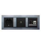 Ovivo Quantum Gumus 3'Lu Set Toprakli Priz, F Konnektor Ve Numeris Cat3 Telefon Priz Set