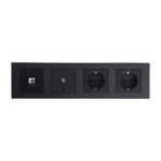 Ovivo Siyah Dörtlü Set Numerins (Telefon)+Tv+Priz+Priz