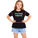 Owana Kız Çocuk Whatever Yazı Desenli Siyah Renk Kısa Kol Tişört - 9 - 10 Yaş