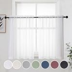OWENIE Kısa Beyaz Tül Perdeler 91,44 cm 2 Panel Set - Mutfak Katları Valanslar Perdeler Işık Filtre Çubuğu Cep Vual Mutfak Banyo için Kafe Perdeleri Küçük Yarım Pencere, 106,68 cm G x 91,44 cm U