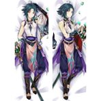 Owl Bag Anime-Genshin Impact Desenli Sarılma Yastığı ( Hugging Pillow) Kılıfı - Mor - 50 x 140
