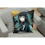 Owl Bag Demon Slayer Muichiro Desenlı Kare Yastık Kılıfı - Renkli - 43 x 43