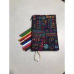 Owl Bag Etnik Otantik Astek Figürleri Desenli Tasarım Bez Kalemlik-Cüzdan