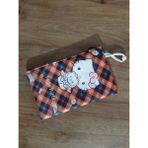 Owl Bag Hello Kity - Ekose Kahverengi Desenli Tasarım Bez Kalemlik-Cüzdan