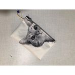 Owl Bag Kedicik Desenli Tasarım Bez Kalemlik-Cüzdan