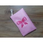 Owl Bag Pembe Fiyonk Kurdele Desenli Tasarım Bez Kalemlik-Cüzdan - 1 Parça