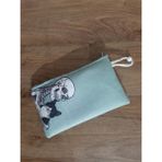Owl Bag Skull And Cat Love Mavi Fon Tasarım Bez Kalemlik-Cüzdan