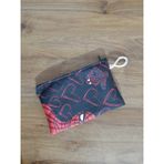 Owl Bag Spider Ma- Süper Kahraman Kırmızı Siyah Kalp Desenli Tasarım Bez Kalemlik-Cüzdan