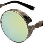 Owl Steampunk Retro Gotik Vintage Hippi Renkli Metal Yuvarlak Daire Çerçeve Güneş Gözlüğü Renkli Lens, Stmpk C6 Pirinç Altın Ayna