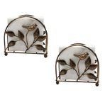 Owlgift 2'li Set Dökme Demir Kuş ve Ağaç Klasik Peçetelik/Masa Üstü Bağımsız Doku Dispenseri, Bronz