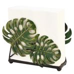 Owlgift Metal Ginkgo Yapraklar Masalar için Peçete Tutucuları, Masa Üstü Bağımsız Doku Dispenseri, Ahşap Peçete Tutucu Dispenser Standı (Yeşil)