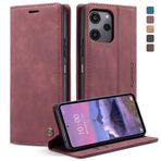 owlhold Kılıf Xiaomi Redmi 12 4G/5G / Note 12R / POCO M6 Pro 5G Kılıf Manyetik Kapaklı Cüzdan [Darbeye Dayanıklı][Şövale Stand][Kart Yuvası] Xiaomi Redmi 12 için Deri Kılıf - Şarap Kırmızısı
