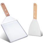 OWLMATE Plancha ve Teppanyaki için 2 adet paslanmaz çelik ızgara spatulası, kaymaz saplı, hamburger parçalamak için, paslanmaz çelik