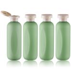 owlyee 7.5oz Kapaklı Şampuan Şişesi, Boş Plastik Sıkma Şişeleri, 4 Adet Seyahat Losyonu Kabı (200ml, Yeşil)