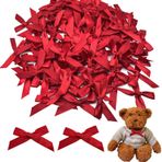 OWMOSYX 100 ADET Hazır Mini Fiyonk Kendin Yap Saten Kumaş Kurdele Bükümlü Kravat Fiyonkları Pasta İkram Çantaları Hediye Paketleme Dekoru (Kırmızı)
