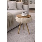 own home Papatya Teddy Kumaş Kaplamalı Ahşap Ayaklı Yuvarlak Zigon Sehpa , Yan Sehpa