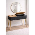 Own Home Sole Sandıklı Dresuar, Teddy Kumaş Kaplamalı, Ahşap Ayaklı Modern Dresuar - Antrasit