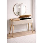 Own Home Sole Sandıklı Dresuar, Teddy Kumaş Kaplamalı, Ahşap Ayaklı Modern Dresuar - Bej