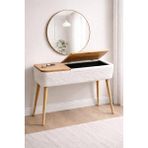 Own Home Sole Sandıklı Dresuar, Teddy Kumaş Kaplamalı, Ahşap Ayaklı Modern Dresuar - Beyaz