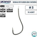 Owner 50843 Ryusen BH Worm Tırnaklı İğne #3 (10 Adet) Beyaz