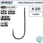 Owner 5100 Straight Worm Tırnaklı Delikli İğne #2/0 (6 Adet) Siyah