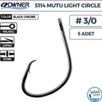 Owner 5114 Mutu Light Circle Delikli İğne #3/0 (5 Adet) Siyah Krom