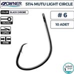 Owner 5114 Mutu Light Circle Delikli İğne #6 (10 Adet) Siyah Krom