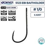 Owner 5123 Ebi Baitholder Tırnaklı Delikli İğne #1/0 (6 Adet) Siyah