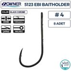 Owner 5123 Ebi Baitholder Tırnaklı Delikli İğne #4 (8 Adet) Siyah