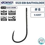 Owner 5123 Ebi Baitholder Tırnaklı Delikli İğne #8 (9 Adet) Siyah