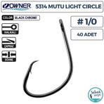 Owner 5314 Mutu Light Circle Delikli İğne #1/0 (40 Adet) Siyah Krom