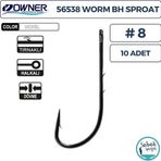 Owner 56538 Worm BH Sproat Black Chrome Tekli İğne #8 (10 Adet)