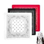 Ownkim Bandana seti, 3 adet orijinal şal desenli, 55 x 55 cm, kadın ve erkek için baş örtüsü, çok fonksiyonlu baş örtüsü, bisikletçiler için, saç şalı, eklenti, bilek ve baş için, Kırmızı, beyaz, siyah, M
