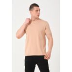 Owut Collection Erkek Bisiklet Yaka Slim Fit T-Shirt - 02S-Bej