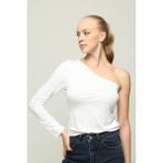 Owut Collection Kadın Tek Omuz Örme Bluz - 001-Beyaz - XL