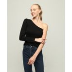 Owut Collection Kadın Tek Omuz Örme Bluz - 01-Siyah - XL