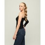 Owut Collection Kadın Tek Omuz Örme Bluz - 01-Siyah
