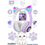 OWWOTECH Kablosuz Bluetooth Kulaklık Led Işıklı Mikrofonlu Kedili Kulaklık Bt5.0