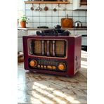 OWWOTECH Nostaljik Radyo Fm Hafıza Kartı Usb Bluetooth Destekli Ahşap Görünümlü Nostalji Radyo
