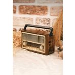 OWWOTECH Nostaljik Radyo Fm Sd Usb Ahşap Görünümlü Bluetooth Hoparlör Ahşap Renk El Fenerli Aydınlatma