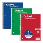 Oxford 1-Konu Defterler, 8" x 10-1/2", Geniş Kural, 70 Sayfa, 3 Paket, Renk Çeşitleri Değişebilir (65029)